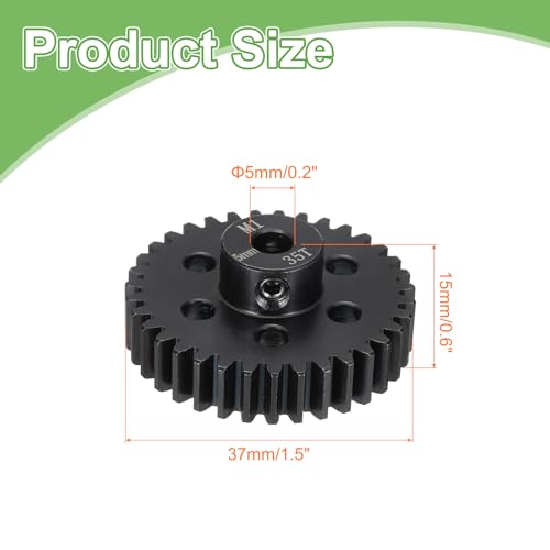 MECCANIXITY Steel M1 Gear Set 35T 5mm Shaft Motor Gears for RC Vehicles Truck Drift Car Part, Black - size: 35T