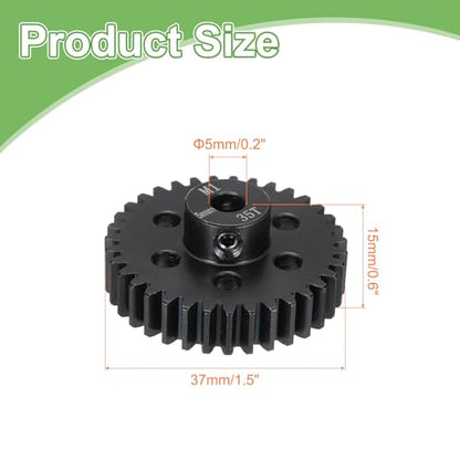 MECCANIXITY Steel M1 Gear Set 35T 5mm Shaft Motor Gears for RC Vehicles Truck Drift Car Part, Black - size: 35T