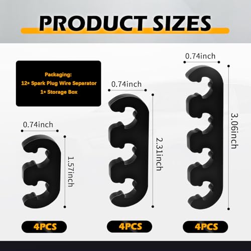 12PCS Spark Plug Wire Separators Kit,2/3/4 Hole Spark Plug Wire Holders Kit for Sparks Plugs Wires 7-8mm,Universal Sparks Plugs Holder Car Accessories for Cars,SUVs,Trucks