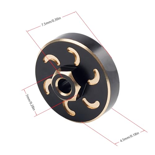 24g RC Brass Wheel Weights Spacers Extended Wheel Hex Hubs Offset for Axial SCX24 1/24 RC Crawler Car Upgrades Accessories (2PCS) - style: 2PCS