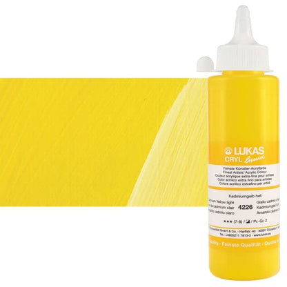 Lukas Cryl Liquid Soft Body Acrylic Paints for Painting - Professional Low Viscosity - 250 ml Bottle Cadmium Yellow Light - color: Cadmium Yellow Light