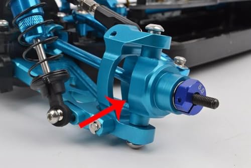 Front Steering Cup for Tamiya TT02B TT02BR TT-02B MS DF02 1/10 RC Car Aluminum Front Steering Knuckles Carrier Blocks (Blue) - color: Blue
