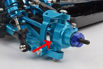 Front Steering Cup for Tamiya TT02B TT02BR TT-02B MS DF02 1/10 RC Car Aluminum Front Steering Knuckles Carrier Blocks (Blue) - color: Blue