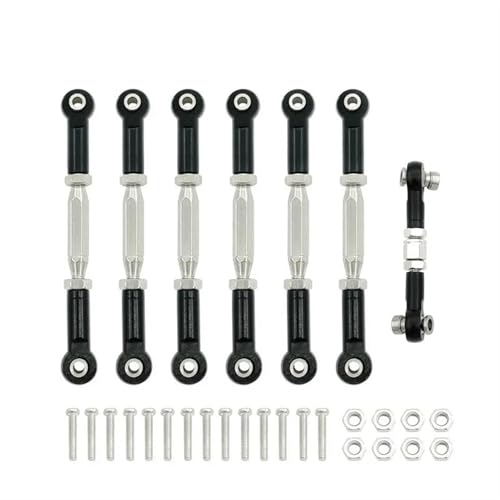 RC Links Linkage for Traxxas for Slash 4X4/2WD 1/10 rc Cars Upgrade Parts 1 Set 7 Pcs Metal Turnbuckle Camber Link End Adjustable Kit(Black) - color: Black