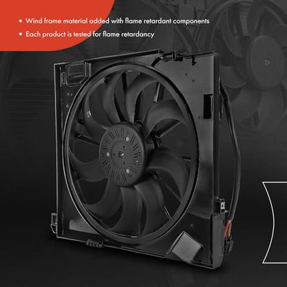 A-Premium Engine Radiator Cooling Fan Assembly with Brushless Motor | Compatible with Select Jaguar Models - XF 2010-2015, XJ 2010-2019, XFR 2010-2015, XFR-S 2013-2015, XJR, XJR575, XKR, XKR-S