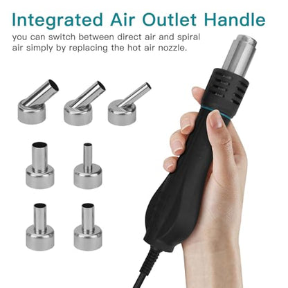 868D Hot Air Rework Station 700W Digital Display High Power with 7 Hot Air Nozzles Adjustable temperature and Air Volume, Automatic Sleep Function
