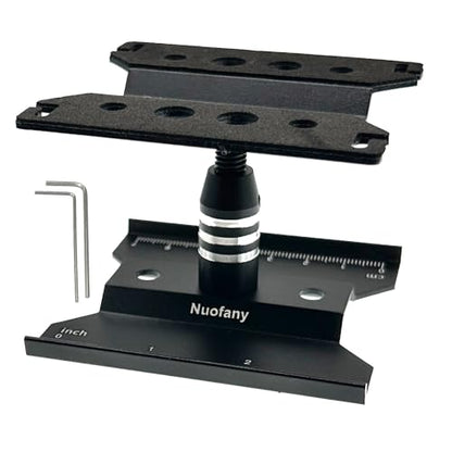 RC Car Aluminum Repair Workstation 360 Degree Rotation Lift Lower Work Stand w/Screw Trayfor SCX24 TRX4M FCX24 1/16 1/18 1/24 Scale RC Truck Crawler Buggy (Black) - style: Black
