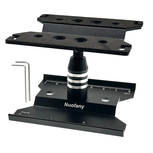 RC Car Aluminum Repair Workstation 360 Degree Rotation Lift Lower Work Stand w/Screw Trayfor SCX24 TRX4M FCX24 1/16 1/18 1/24 Scale RC Truck Crawler Buggy (Black) - style: Black