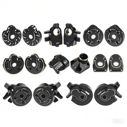 Black Brass Weight Steering Knuckles & Portal Cover Set for Axial Capra SCX10 III AR45P SuperShafty CP44 Vanquish F9 Axle (Portal Weight Set 2)