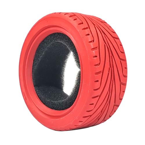 1/10 RC On-Road Car Tyres, 65mm Rubber RC Tire for 1/10 HSP Tamiya HPI Kyosho RC On Road Run-flating Car (Red) - color: Red