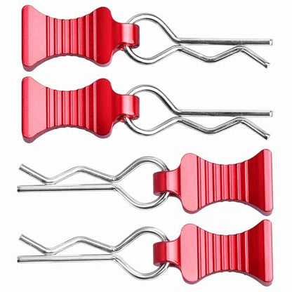 RC Car Body Clips with Pull Tab for 1/10 1/12 Scale Traxxas Axial Redcat Losi Tamiya HPI HSP RC Truck Crawler Buggy On Road Touring Racing, Set of 4 (Red) - color: Red