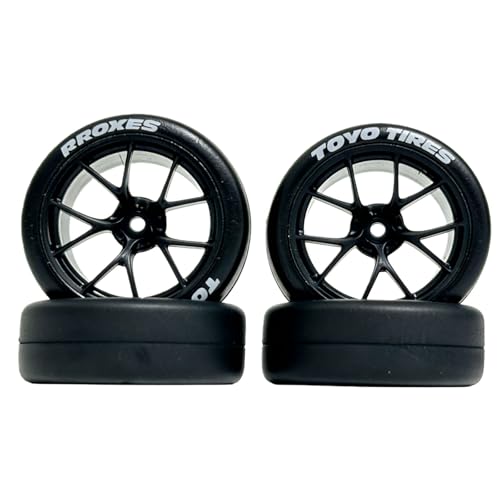 1/10 RC Drift Tires and Wheels Rims 12mm Hex 65mm OD Compatible with Tamiya Traxxas HPI Kyosho XV02 XV01 TT01 TT02 PTG2 A959 On-Road Drift Car (4PCS)