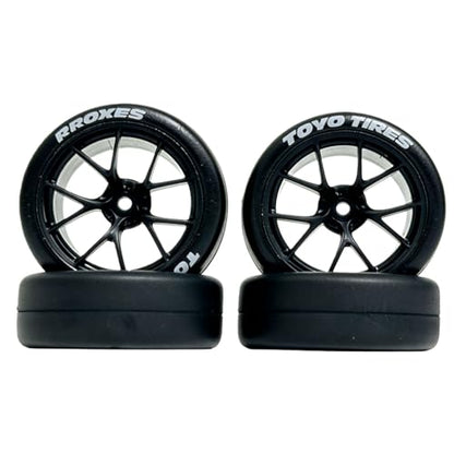 1/10 RC Drift Tires and Wheels Rims 12mm Hex 65mm OD Compatible with Tamiya Traxxas HPI Kyosho XV02 XV01 TT01 TT02 PTG2 A959 On-Road Drift Car (4PCS)