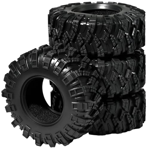 1.3 Tires for SCX24 & TRX4M 63.2 26.7mm RC Crawler Tires Upgrades with Foam Inserts Compatible with Traxxas Axial 1/18 1/24 Scale RC Cars Aggressive Mud Terrain Kraken Claw Design - size: 1.3-66mm-zst