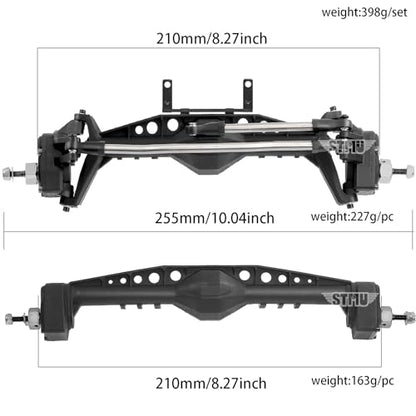 STMU 1/10 RC Crawler Front & Rear Plastic Currie F9 Portal Axle Set – Complete Upgrade for Axial Capra UTB10 1.9 UTB Models (Front Axle Assemble)