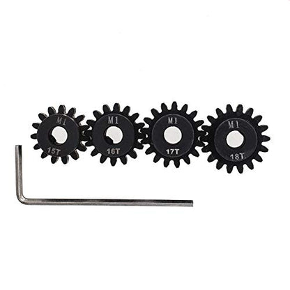 4pcs Mod 1 Pinion Gear 5mm Set Hardened 15T 16T 17T 18T M1 Pitch Gears RC Upgrade Part with Screwdriver