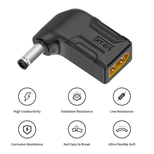 chenyang XT60 to DC Adapter,DC 5.5x2.1mm Male to XT60 Male 90 Degree Right Angled Bidirectional Charging Conversion Adapter for Aircraft Model/Car Model/Remote Control Toy/Battery Charger - style: DC Male to XT60 Male Right Angled