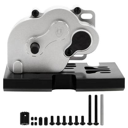 MEUS RACING LCG 12:1 Transmission Complete Gearbox for Axial SCX10 1/10 RC Crawler Upgrades (Silver) - color: Silver