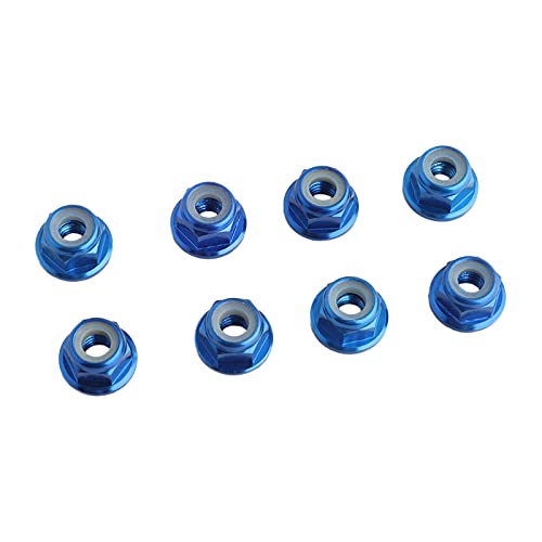 8PCS Flange M4 Lock Nuts Serrated Nylon Self-Tightening Aluminum M4 Wheel Hardware for Axial HPI TLR ECX Model RC Car Vehicles Upgraded Replacement Parts (Dark Blue) - color: Dark Blue