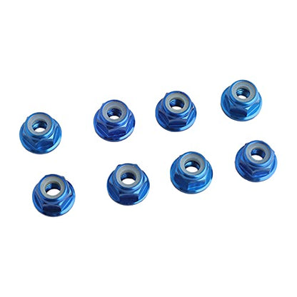 8PCS Flange M4 Lock Nuts Serrated Nylon Self-Tightening Aluminum M4 Wheel Hardware for Axial HPI TLR ECX Model RC Car Vehicles Upgraded Replacement Parts (Dark Blue) - color: Dark Blue