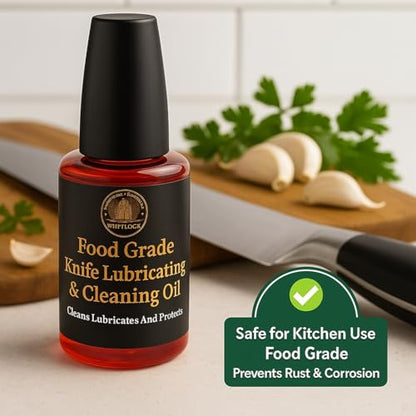 Horace Whitlock Knife Pivot Oil – Premium Food-Safe Lubricant for Folding Pocket Knives, Bearings & Washers | Precision Needle Applicator | 20 ml (0.68 oz)
