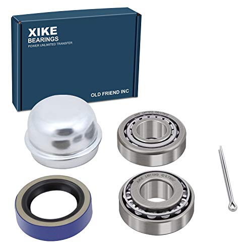 XiKe 3/4" Axles Trailer Bearings Kit LM11949 LM11910, 1 Set | Includes 11174TB Seal, OD 1.78" Dust Cover, Cotter Pin - size: LM11949/10 + Seal ID 1.125'', style: Pack 1 Set