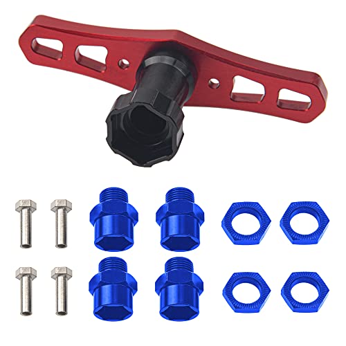 Metal 12mm to 17mm Wheel Hex Adapter Adaptor Converter & 17mm Wheel Hex Wrench & 12mm to 17mm Wheel Hex Drive Hub Adapter 15mm Offset Extension