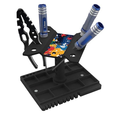 360 Degree Rotation RC Car Work Stand Lift Lower Repair Workstation with RC Car Ride Height Gauge for 1/10 1/12 1/14 1/16 Crawler Remote Control Car Truck Buggy, Black - color: Black