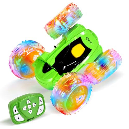 Contixo SC3 RC Stunt Car for Kids, Green, 2.4GHz 4WD Remote Control Car with 360° Rotating Flips, Double-Sided Driving, LED Lights, Rechargeable Toy Car for Girls & Boys Ages 4-12 - color: Green