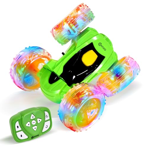 Contixo SC3 RC Stunt Car for Kids, Green, 2.4GHz 4WD Remote Control Car with 360° Rotating Flips, Double-Sided Driving, LED Lights, Rechargeable Toy Car for Girls & Boys Ages 4-12 - color: Green