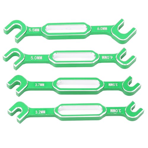 4PCS RC Car Wrenches Turnbuckle Nut Ball Joint Remover Aluminum Alloy RC Maintenance Spanner 3.0‑6.0mm (Green) - color: Green