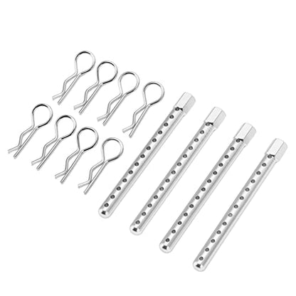 RC Body Post, High Strength Aluminum Alloy Car Shell Column, Adjustable Height Buckle for HSP 1/10 94102 94122 94103 94123 RC Cars Silver - color: Silver