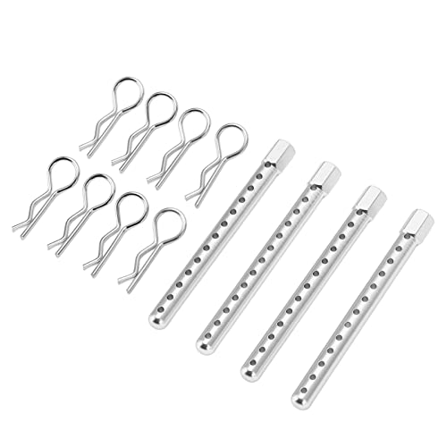 RC Body Post, High Strength Aluminum Alloy RC Car Shell Column with Multiple Height Adjustment, for HSP 1/10 94102 94122 94103 94123 Cars (Silver) - color: Silver