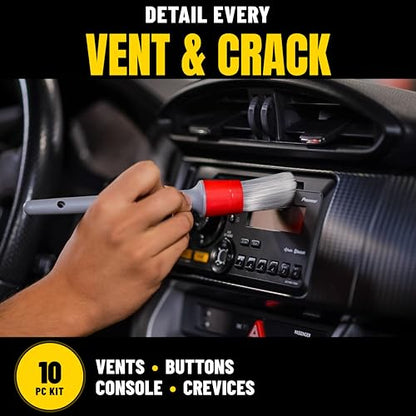 Chemical Guys, 10-Piece Interior Cleaning Kit, Cleaner, Brushes, Gel & Bag | Reaches vents, seams and screens most sprays miss, a complete set to detail every surface, and a solid gift - style: KIT + BAG