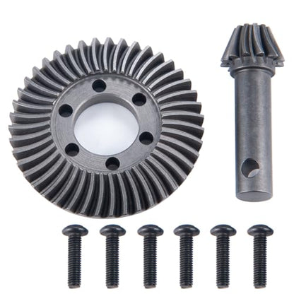 Diff Ring&Pinion Gear 43/12T 1.0M for Axial SCX6 JLU JeepTrail | Honcho AXI05000 AXI05001 1/6 RC Crawler Upgrade Parts Steel Front or Rear Spiral Cut Differential Gears - size: 43T/12/1.0 Mod