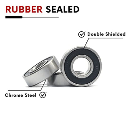 10 PCS 6202-2RS Double Rubber Sealed Bearings 15x35x11mm, Deep Groove Ball Bearings 15x35x11mm, Deep Groove Ball Bearing ABCE-3 Pre-Lubricated, Chromium Bearing Steel (6202-2RS, 10) - size: 6202-2RS
