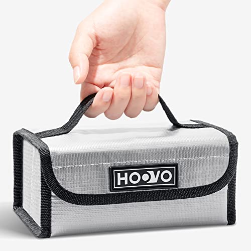 HOOVO Lipo Bag Fireproof Lithium Battery Storage Safe Bags, 2 Pack | Lipo Battery Bag Fireproof & Explosionproof,Guard Safe Bag for DJI /RC Batteries, 180 * 105 * 80mm, Accommodate 4pcs Battery