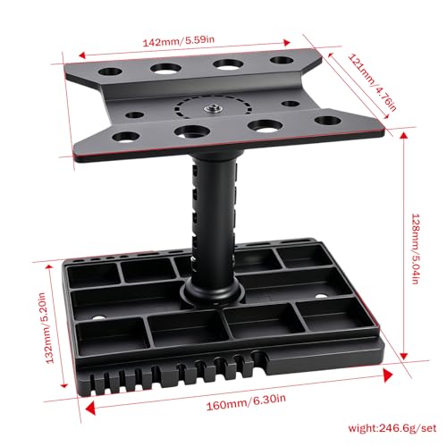 1/12 1/14 1/16 1/18 1/24 RC Car Plastic Repair Work Stand 360° Rotation Multifunctional with Angle Gauge & Magnetic Screw Tray