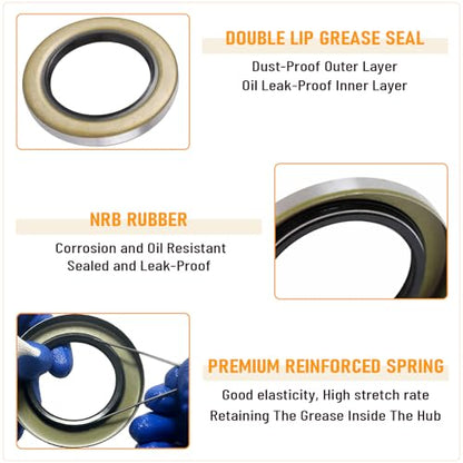 2 Sets Trailer Wheel Bearing Kits L44649 L44610 for 2000-2200 lb Axles | Includes L44649/L44610 Bearings, 12192TB & 15192TB Double Lip Grease Seals, Fits 1-1/16" Straight Spindles and 5-Lug Hubs - size: L44649 L44610-Set of 2