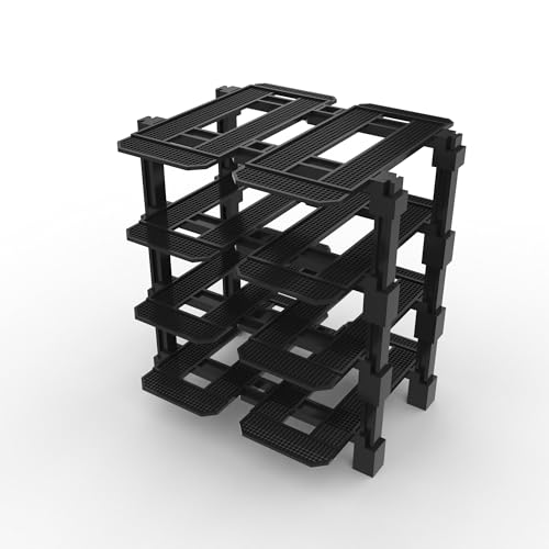 Modular Rack for LEGO Speed Champions (4 high x 2 wide (8 Car)) | Racing Garage Inspired Design - The display system that grows with your collection - size: 4 high x 2 wide (8 Car)