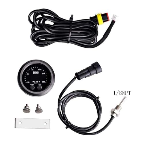 Universal 52mm Water Temperature Gauge with Alarm and 1/8 Npt Sensor Car Digital Meter Red Display Temp 100-300F(-17~187C) - color: Red, size: Joint Pipe: None