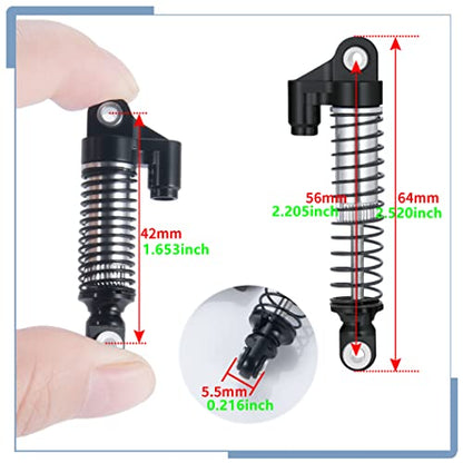 RC Shock Absorber 56mm Dampers, Black | Aluminum Alloy, Ajustable Shocks, For TRX4M Upgrades 1/18 Scale, RC Crawler Car, Accessories - color: Black