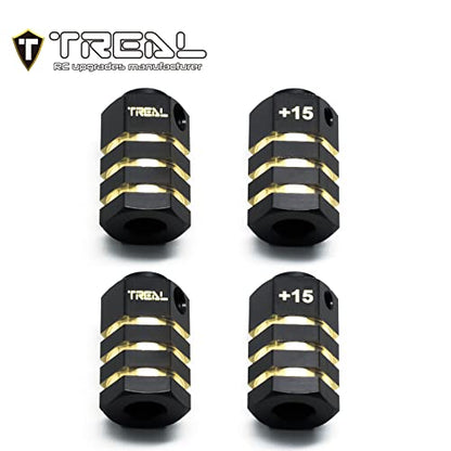 Treal Brass Extended Wheel Hubs Hex Pins Blackening 4pcs-Set Compatible with TRX-4 RC Car +15mm