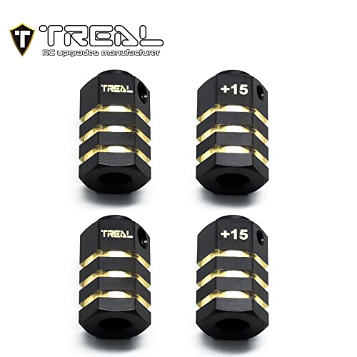 Treal Brass Extended Wheel Hubs Hex Pins Blackening 4pcs-Set Compatible with TRX-4 RC Car +15mm