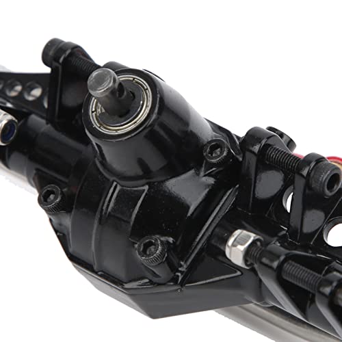RC Front Axle，Aluminum Alloy Front and Rear Portal Axles Assembly 250mm/9.8in Length Metal Upgrades Accessories for 1.9 UTB RC Car (Black Red) - color: Black Red