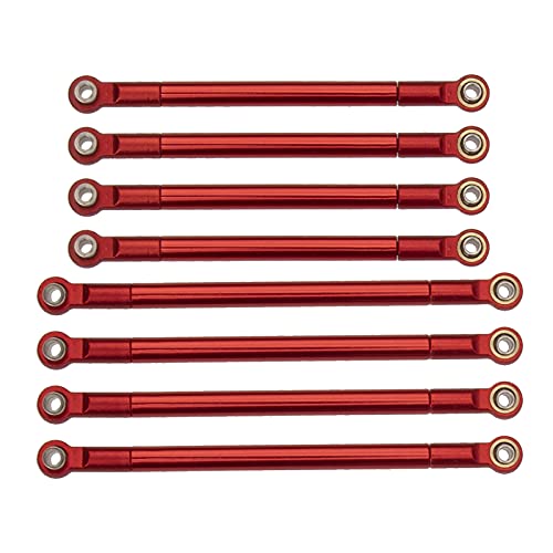 8PCS Metal Pull Rod Link Rod Linkage Compatible with MN Model MN86S MN86 MN86KS MN86K G500 1/12 RC Car (Red) - color: Red