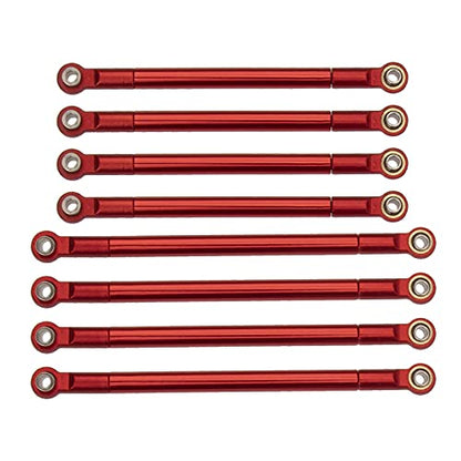 8PCS Metal Pull Rod Link Rod Linkage Compatible with MN Model MN86S MN86 MN86KS MN86K G500 1/12 RC Car (Red) - color: Red