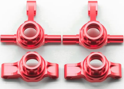 Front Rear Knuckle Arm Steering Cup Hub Aluminum Front Steering Knuckles Arm and Rear Hub Carriers Set for Tamiya TT02 (TT-02) RC Car – CNC Machined Upgrade Parts Red - color: Red