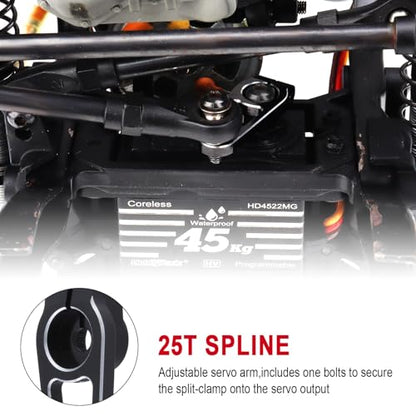 Hobbypark Metal Aluminum 25T Servo Horn Low Profile Servo Steering Arms for 1/10 RC Drift Car On Road Touring Accessories,2Pieces (Black)