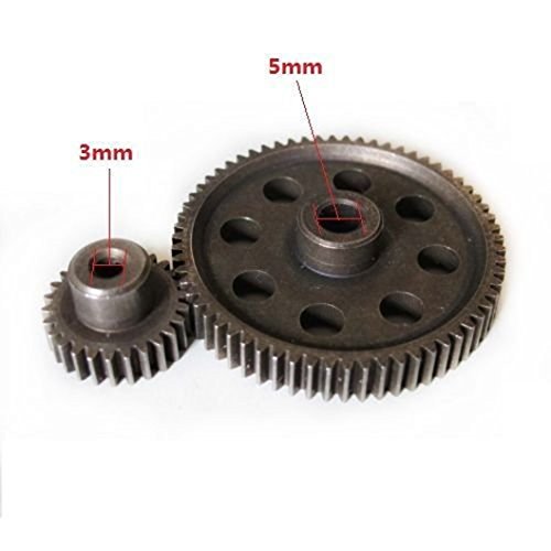 11184 & 11181 Differential Steel Metal Super Gear Main Gear 64T & Motor Gear 21T Combo for RC HSP 1/10 Car Truck